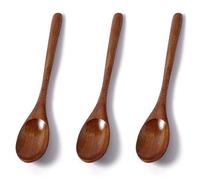 QZKJQDD 3 Piece Wooden Spoon, Wooden Spoons for Cooking, Long Handle Wooden Spoons, Wood Soup Spoons Set for Eating Mixing Stirring Cooking