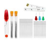 QZKJQDD 37 Pcs Large Eye Blunt Needles Set, Darning Needle for Wool, Wool Needles for Sewing Up Knitting, DIY Making, Comes with a Tape Measure, Scissors, Storage Bottles, and a Tool for Threading