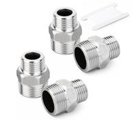 QZKJQDD 4 Pcs 3/4" Male to 1/2" Male BSP Thread Stainless Steel Hex Bushing Reducing Connector, 3/4” to 1/2” Adapter, for Water, Gas, Pipe Connecting Conversion with Sealing Rings with Tape