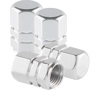 QZKJQDD 4 Pcs Tyre Valve Caps, Metal Car Dust Caps, Aluminum Tire Valve Stem Caps, Universal Tyre Valve Caps, With sealing ring, for Motorbike, Trucks, Bike, Electric Scooter, Car (Silver 2)