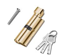 QZKJQDD 70mm Chrome Plated Euro Cylinder Lock,Door Barrel Lock,Thumbturn Knob with 3 Standard Keys,Anti-Pick,Anti-Bump,Anti Drill,High Security for UPVC,Wooden,Composite Doors (Gold)