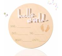 QZKJQDD Baby Announcement Sign, 5.9 Inch 3D Wooden Hello World Sign, Birth Announcement Sign, Board for Baby Shower Photo Prop Nursery Wall Decor, Baby Announcement Ideas