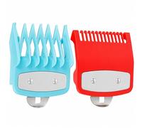 QZKJQDD Clipper Guards, 2 Piece Guide Comb Set Compatible with Wahl Hair Clippers, Snap-On Trimmer Attachments, PP Cutting Combs with Metal Clip for Barber, Salon, Home Haircut, Blue & Red