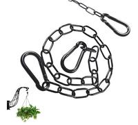 QZKJQDD Gate Chain Lock, 70cm/27.6in Chain Lock, Black Metal Chain with 2 Detachable Carabiners, Small Duty Stainless Steel Chain for Outdoor Fences, Pet Cages, Horse Goat Cow Corral Supplies