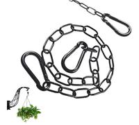 QZKJQDD Gate Chain Lock, 80cm/31.5in Chain Lock, Black Metal Chain with 2 Detachable Carabiners, Small Duty Stainless Steel Chain for Outdoor Fences, Pet Cages, Horse Goat Cow Corral Supplies