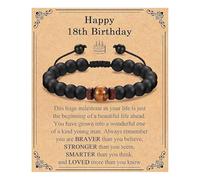 QZKJQDD Gifts for 18 Year Old Boys, Tiger Eye Bracelet for Men Boys Personalised Triple Protection Beaded Bracelets for Men, Back to School Birthday Gifts for Him Son Grandson Nephew Brother