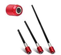 QZKJQDD Magnetic Drill Bit Extender Set, 3 Pcs 60/100/150MM Bit Holder for Impact Driver, Quick Release Self-Locking Bit Holder for Wood Turners Furniture Carpentry and Construction (Red Stripe)