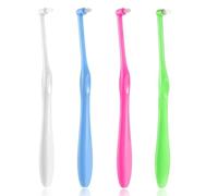 QZKJQDD Orthodontic Toothbrushes, 4 Pcs Interspace Toothbrush, Soft Single Tufted Toothbrush, Soft Single Tufted for Detail Cleaning and Orthodontic Braces, for Sensitive Gums Deep Cleaning