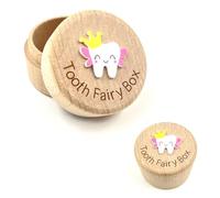 QZKJQDD Tooth Fairy Box, KidsTooth Box, 3D Carved Wooden Teeth Keepsake, Keep The Childhood Memory for Tooth Loss Baby Birthday Gifts, for Storing Baby's Dropped Baby Teeth