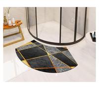 QZLNONTK Diatomite Stone Bath Mat - Quick Dry Curved Bath Mat for Shower - Super Absorbent Fan Shaped Corner Floor Mat - Marbled Non-Slip Bath Mats for Bathroom(Mottled Black,40 * 75cm)