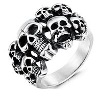 QZLNONTK Personalized Men's Skull Ring - Trendy Hip-Hop Street Style Jewelry(Silver_8)