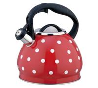 Polka Dot Whistling Tea Kettle - 304 Stainless Steel Stovetop Teakettle with Cool Touch Handle for Gas and Induction Stoves(Red)