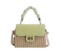 QZLNONTK Straw Bags Women Simple Woven Crossbody Bag Fashion Oceanic Clashing Tote Box Bag Shoulder Bag(Green)