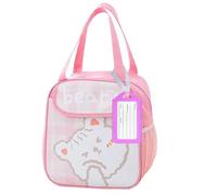 QZLSAYSL Lunch Bag for Girls - Insulated Kids Lunch Box for School Portable Reusable Toddler Cooler Lunch Bag with Bottle Holder and Water-Resistant Lining (Pink)