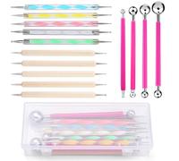 Qzma 14 Pcs Dotting Tools, Embossing Tool with Box, Dotting Tool for Nail Art, Rock Painting, Dotting Tools for Acrylic Painting