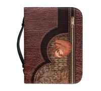 Qznuberone Bible Bags Study Scripture Bag with Handle,PU Leather Carrying Bible Case Bible Book Holder Church Tote Bags,Retro Leather Zipper Sloth Bible Covers for Men Women