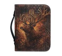 Qznuberone Bible Cover Case Sturdy Bible Tote Bag, Deer Cross Fall Bible Book Carrying Bag for Women/Men,Christian Bible Accessories