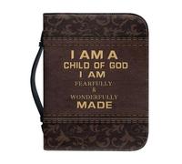 Qznuberone Bible Cover with Handle and Zipper,Sturdy Durable Bible Carrying Case with Pen Holder for Men Women,Classic Church Bible Storage Bags,Bible Study Supplies, Children of God, XL