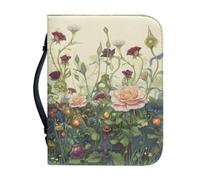 Qznuberone Bible Cover with Handle and Zipper,Sturdy Durable Bible Carrying Case with Pen Holder for Men Women,Classic Church Bible Storage Bags,Bible Study Supplies, Rose, M