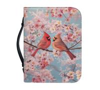 Qznuberone Bible Cover with Handle and Zipper,Sturdy Durable Bible Carrying Case with Pen Holder for Men Women,Classic Church Bible Storage Bags,Bible Study Supplies, Birds, M