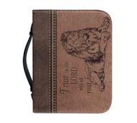 Qznuberone Text Lion Cross Bible Cover Bags PU Leather Bible Carrying Bag Large Capacity Bible Cover with Multi-pockets for Women Men,Bible Read Accessories