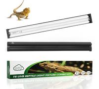 QZQ T5 UVB Reptile Light Fixture Combo Kit 39W, 10.0 UVB Light for Reptiles, Terrarium Hood Comes with Desert Reptile Lamp for Bearded Dragon, Gecko, Tortoise, Lizard
