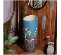 QZQJUILU Bathroom Sink Ceramics Retro Industrial Style Deco With Hard And Easy To Clean Floor Standing Basin Unit,Kaolin Clay Countertop,C,With mirror(I With mirror)