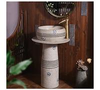QZQJUILU Bathroom Sink Ceramics Retro Industrial Style Deco With Hard And Easy To Clean Floor Standing Basin Unit,Waterproof Rustproof Countertop,B,D,With mirror(E Without mirror)
