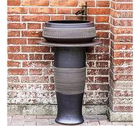 QZQJUILU Freestanding Bathroom Sink Art Hotel Home Ceramics Retro with Hard and Easy to Clean Floor Standing Basin Unit,Waterproof Ru,Black,One Size(Black)