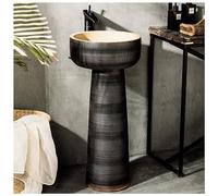 QZQJUILU Gold Modern Ceramic Sink 16X16,Indoor/Outdoor Round Freestanding Basin By Kaolin Clay,Bathroom Essential,E,40x40x85cm(P 40x40x85cm)