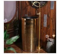 QZQJUILU Sink Handcrafted Ceramic Wash Basin Washbasin Kaolin Clay Round Freestanding With Drain & Faucet For Indoor And Outdoor,E,E,Without mirror(F With mirror)