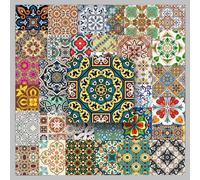 QZSM-XK-50 Pieces Retro Tile Notebook Sticker Creative Pattern Cartoon Sticker DIY Mobile Phone Computer Water Cup Decoration Waterproof