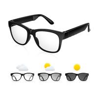 QZTELECTRONIC Smart Bone Conduction Glasses Bluetooth with Open-Ear Headphones, Photochromic Blue Light Blocking Lenses, IPX6 Waterproof, Hands-Free Calls/Music, Ideal Gifts for Dad/Men-Upgraded,