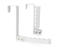 QZWEXAZ 2Pack Foldable Space-Saving Metal Over the Door Drying Rack - Nail-Free Door Hanging Hooks with 5 Grooves & Shockproof EVA Pads, Max Load 3Kg Home Organizer for Hanging Clothes, Towels & Bags