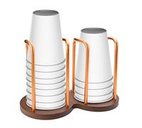 QZWEXAZ Bathroom Cup Dispenser with Wood Stand, Mouthwash Cups Holder 3oz-8oz, Small Disposable Paper CupHolder, Water Dispenser Cup Holder