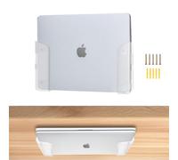QZWEXAZ Under Desk Laptop Storage Mount, Clear Laptop Wall Mount Holder with Anti-Scratch Silicone, Space-Saving Shelf for 28mm/1.1" Thick Devices, Compatible with MacBook Mini Surface iPad&More