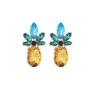 QzxEqz 3D Fruit pink Peach Drop Charm Tassel Dangle Earring Light Weight Pineapple Watermelon Crystal Stud Earrings for Women Cute Hawaiian Vacation Beach Party, Metal