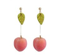 QzxEqz 3D Fruit pink Peach Drop Charm Tassel Dangle Earring Light Weight Pineapple Watermelon Crystal Stud Earrings for Women Cute Hawaiian Vacation Beach Party, Metal