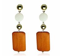 QzxEqz Boho Chic Fashion All-match Wooden Long Tassel Dangle Earrings Elegant Geometry Charm Handmade Earrings Gifts for Women, Wood