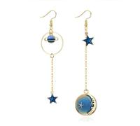 QzxEqz Fashion Enamel Moon Star Earth Earrings Planet Drop Hook Earrings Long Pendant Dangle Earrings Jewelry for Woman, Metal