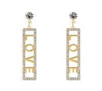 QzxEqz Fun Acrylic Earrings Sweet Love Love Statement Word Text Earrings Dangle Chic Minimalist for Women, Metal, No Gemstone