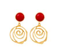 QzxEqz Vintage Multilayer Circle Geometry Dangle Earrings Boho Round Circle Hoop Dangle Drop Earrings for Women Jewelry (red)