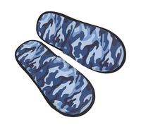 QZXHHD Blue Camo Pattern Furry Slippers Cozy Soft Warm Non-Slip House Shoes Slippers Gifts For Indoor Outdoor Teenager Man Women L
