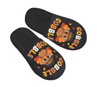 QZXHHD Gobble Turkey Day Happy Thanksgiving Furry Slippers Cozy Soft Warm Non-Slip House Shoes Slippers Gifts For Indoor Outdoor Teenager Man Women M