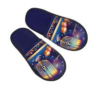 QZXHHD Happy Hanukkah Jewish Chanukah Holiday Furry Slippers Cozy Soft Warm Non-Slip House Shoes Slippers Gifts For Indoor Outdoor Teenager Man Women M