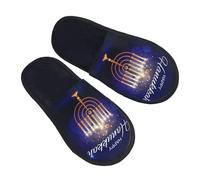 QZXHHD Happy Hanukkah Jewish Chanukah Holiday Furry Slippers Cozy Soft Warm Non-Slip House Shoes Slippers Gifts For Indoor Outdoor Teenager Man Women L