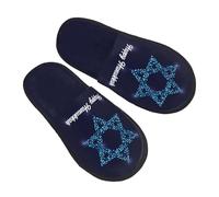 QZXHHD Happy Hanukkah Jewish Festival Holiday Furry Slippers Cozy Soft Warm Non-Slip House Shoes Slippers Gifts For Indoor Outdoor Teenager Man Women M