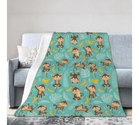 QZXHHD Monkey Tropical Bananas Palm Trees Throw Fleece Blanket Warm Soft Flannel Blankets Decor Home office Car Bed Sofa 40"X30"