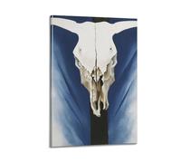 QZXV Cow's Skull Red White And Blue - by Georgia O'Keeffe Painting Art Posters Poster Canvas Wall Art Decor Living Room Modern Family Bedroom 12x18inch(30x45cm) Frame-style