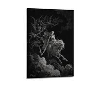 QZXV Death On The Pale Horse by Gustave Dore Art Poster Canvas Wall Art Decor Living Room Modern Family Bedroom 24x36inch(60x90cm) Frame-style